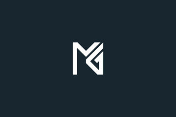 Minimal creative initial based MG logo and MG logo. Letter MG GM creative elegant monogram white color on black background. - obrazy, fototapety, plakaty