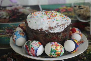 easter cake with eggs and chocolate