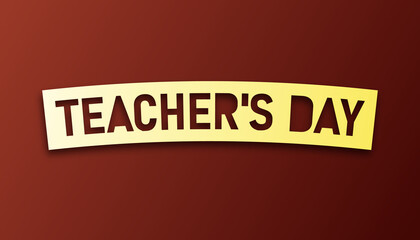teacher's desk stamp on red board background teacher day label happy knowledge education