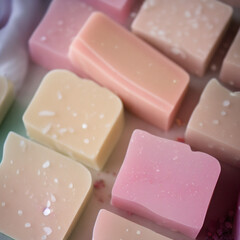 Colorful soap bars, handmade natural zero waste soap, spa and skincare small business idea, solid soap