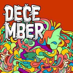 abstract colorful illustration with text december