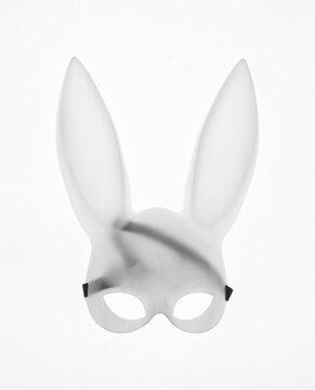 white mask rabbit ears isolated on white background
