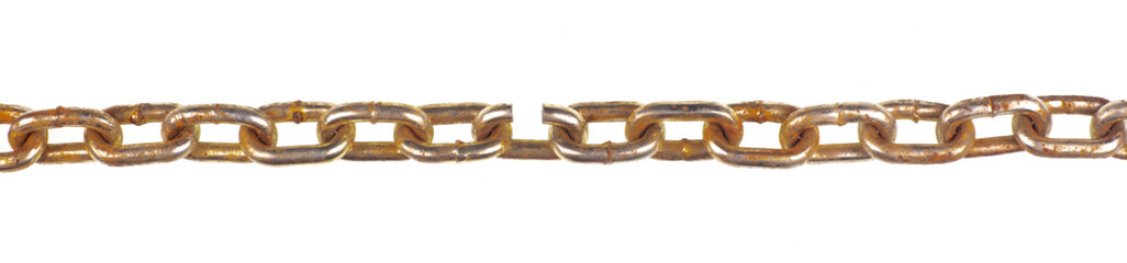 broken link in chain isolated on white background