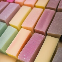 Colorful soap bars, handmade natural zero waste soap, spa and skincare small business idea, solid soap
