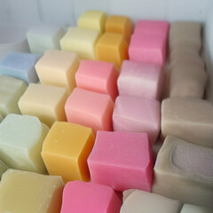 Colorful soap bars, handmade natural zero waste soap, spa and skincare small business idea, solid soap

