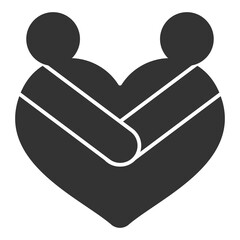 Lovers hold hands forming a heart shape - icon, illustration on white background, glyph style