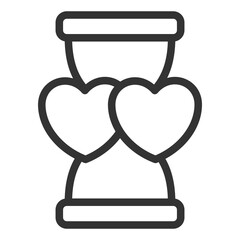 Two hearts and an hourglass - icon, illustration on white background, outline style