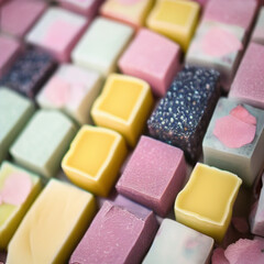 Colorful soap bars, handmade natural zero waste soap, spa and skincare small business idea, solid soap
