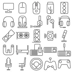 Fototapeta premium Set icon computer gaming accecories illustration symbol logo vector collection