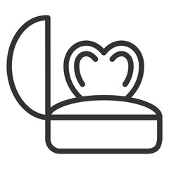 Heart on a pillow in an open case - icon, illustration on white background, outline style