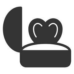 Heart on a pillow in an open case - icon, illustration on white background, glyph style