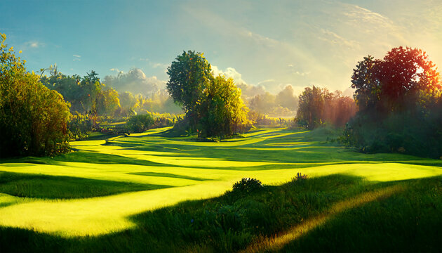 Stunning golf course with trees