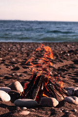 Bonfire on the sandy beach