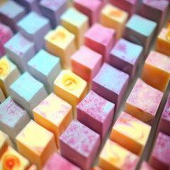 Colorful soap bars, handmade natural zero waste soap, spa and skincare small business idea, solid soap