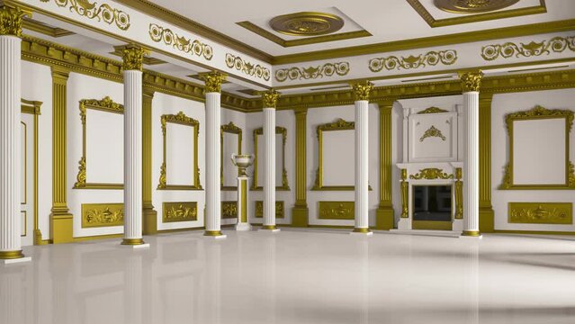 3D rendering of the hall in classical style