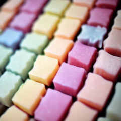 Colorful soap bars, handmade natural zero waste soap, spa and skincare small business idea, solid soap