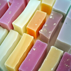 Colorful soap bars, handmade natural zero waste soap, spa and skincare small business idea, solid soap
