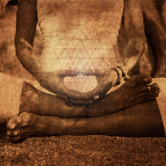 Yantra Mudra Meditation mixed media artwork. 