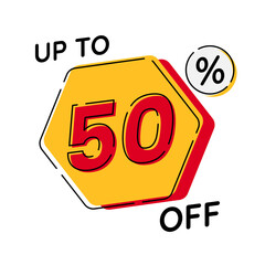 Vector of discount up to 50%, suitable for advertising content