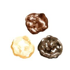 Cookie chocolate watercolor food illustration isolated on white background