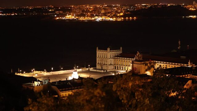 Lisbon, Portugal- Praca do Comercio Timelapse at Night
