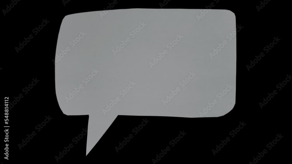 Aufkleber animation of cut out paper in bubble speech shape. stop motion for creative videos overlay. bubble t