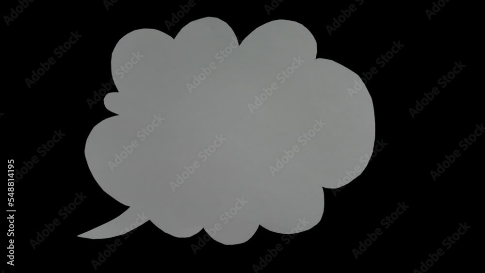 Aufkleber animation of cut out paper in bubble speech shape. stop motion for creative videos overlay. bubble t