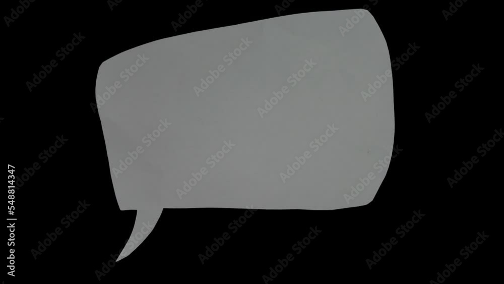 Aufkleber animation of cut out paper in bubble speech shape. stop motion for creative videos overlay. bubble t