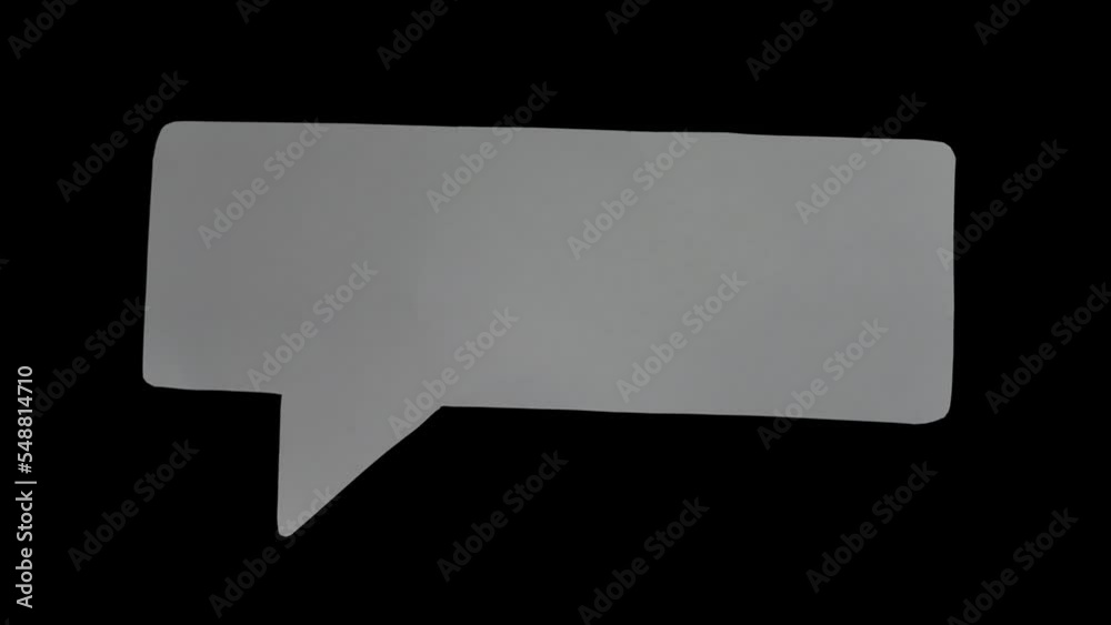 Aufkleber animation of cut out paper in bubble speech shape. stop motion for creative videos overlay. bubble t