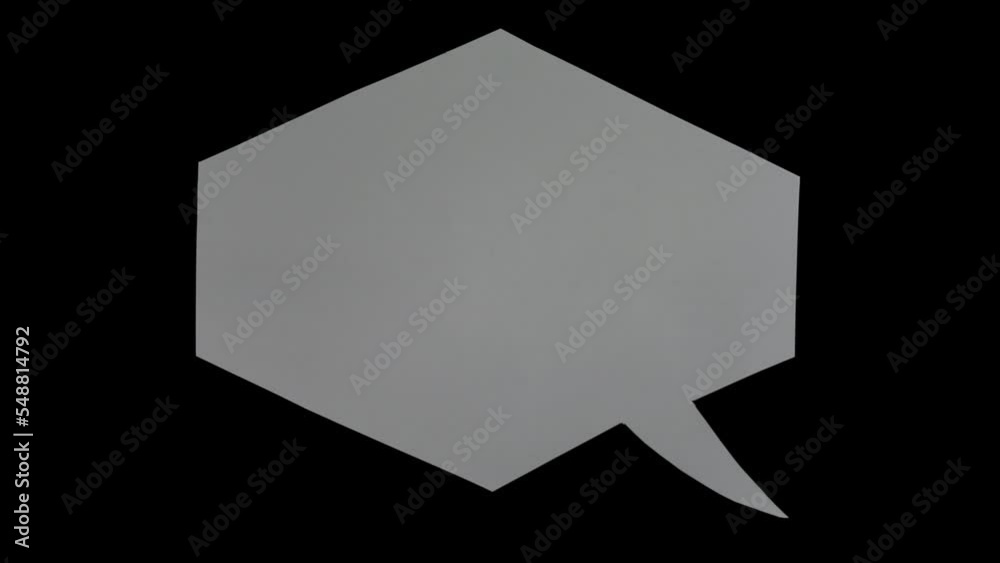 Aufkleber animation of cut out paper in bubble speech shape. stop motion for creative videos overlay. bubble t