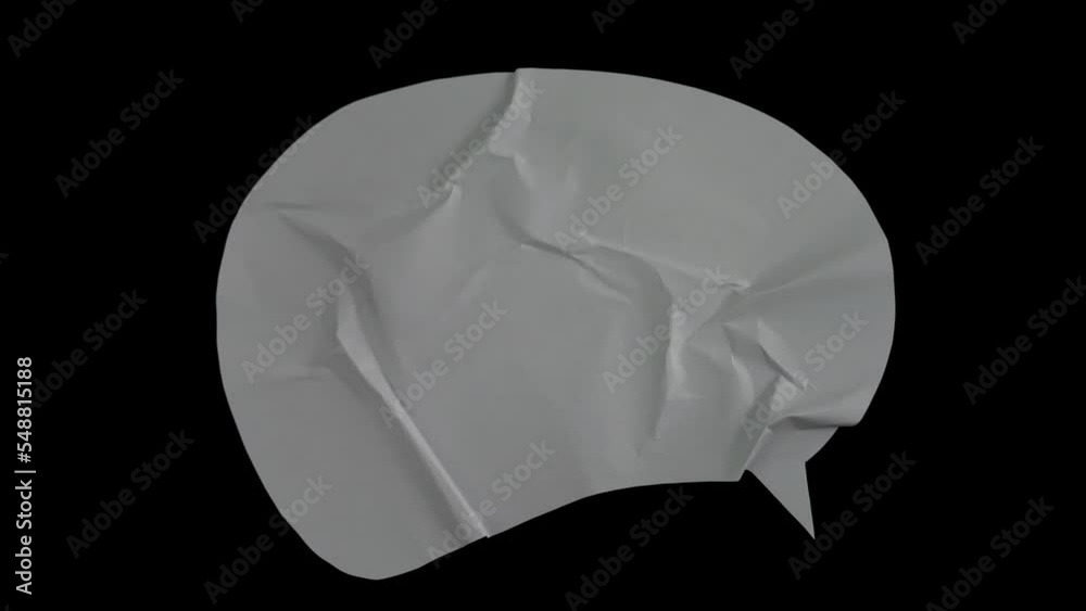 Aufkleber animation of cut out paper in bubble speech shape. stop motion for creative videos overlay. bubble t