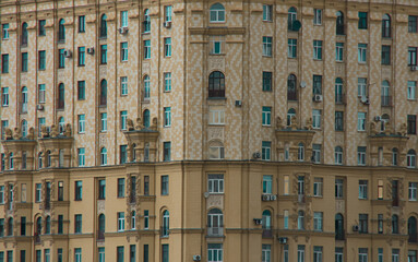 windows of an old house in moscow