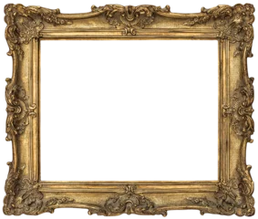 Fotobehang PNG Baroque golden picture frame isolated png frame © LiliGraphie