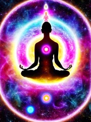 Person sitting in meditation in Aura 