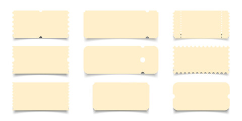 Set blank ticket template. Concert ticket, lottery coupons. Vector coupon - stock vector.