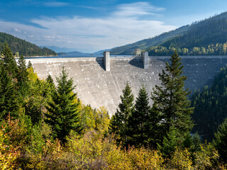 Hungry Horse Dam and reservoir in Montana