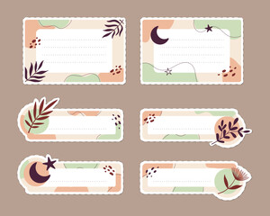 Notebook label collection, boho style.