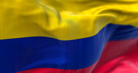 Close-up view of Colombia National flag waving