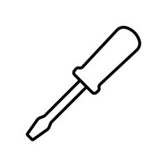 Screwdriver icon. Black contour linear silhouette. Front side view. Editable strokes. Vector simple flat graphic illustration. Isolated object on a white background. Isolate.