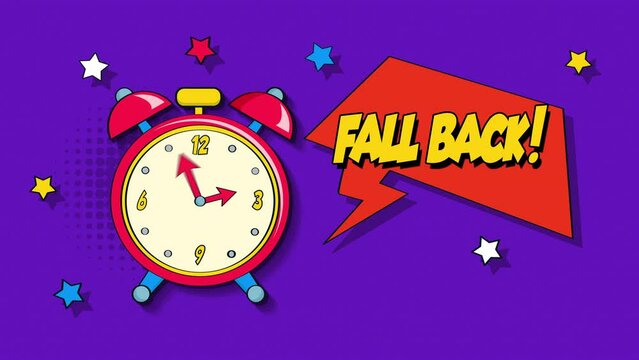 fall back  - Alarm clock pop art style animation.
