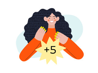 Client bonus - Online shopping and electronic commerce series - modern flat vector concept illustration of a woman receiving a bonus. Promotion, discounts, sale and online orders concept