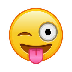 Face with tongue hanging out and winking eye Large size of yellow emoji smile
