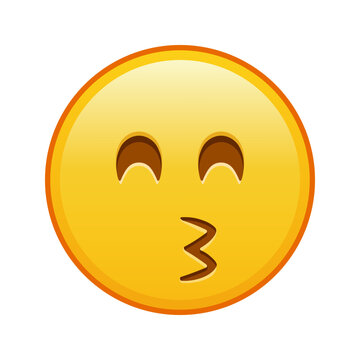 Kissing face with laughing eyes Large size of yellow emoji smile