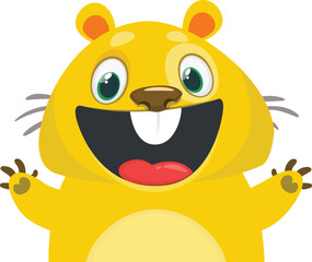 Woodchuck or chipmunk cartoon character. Forest animal vector illustration