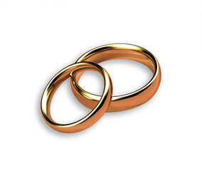 Wedding rings isolated on white.