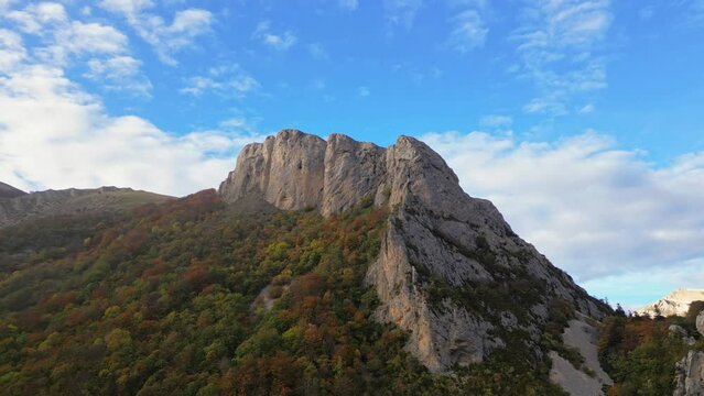French countryside. Col de Rousset. Panoramic view of the heights of the Vercors, the marly hills and the valley Val de Drome, France