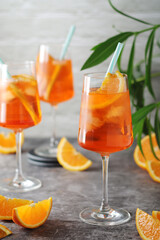 Glasses with aperol spritz cocktail