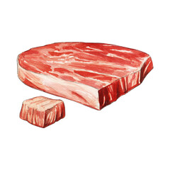 Raw meat watercolor illustration on black background