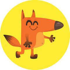Illustration of cartoon very cute fox. Vector illustration isolated on white