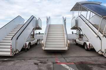 Passenger boarding steps at the parking lot